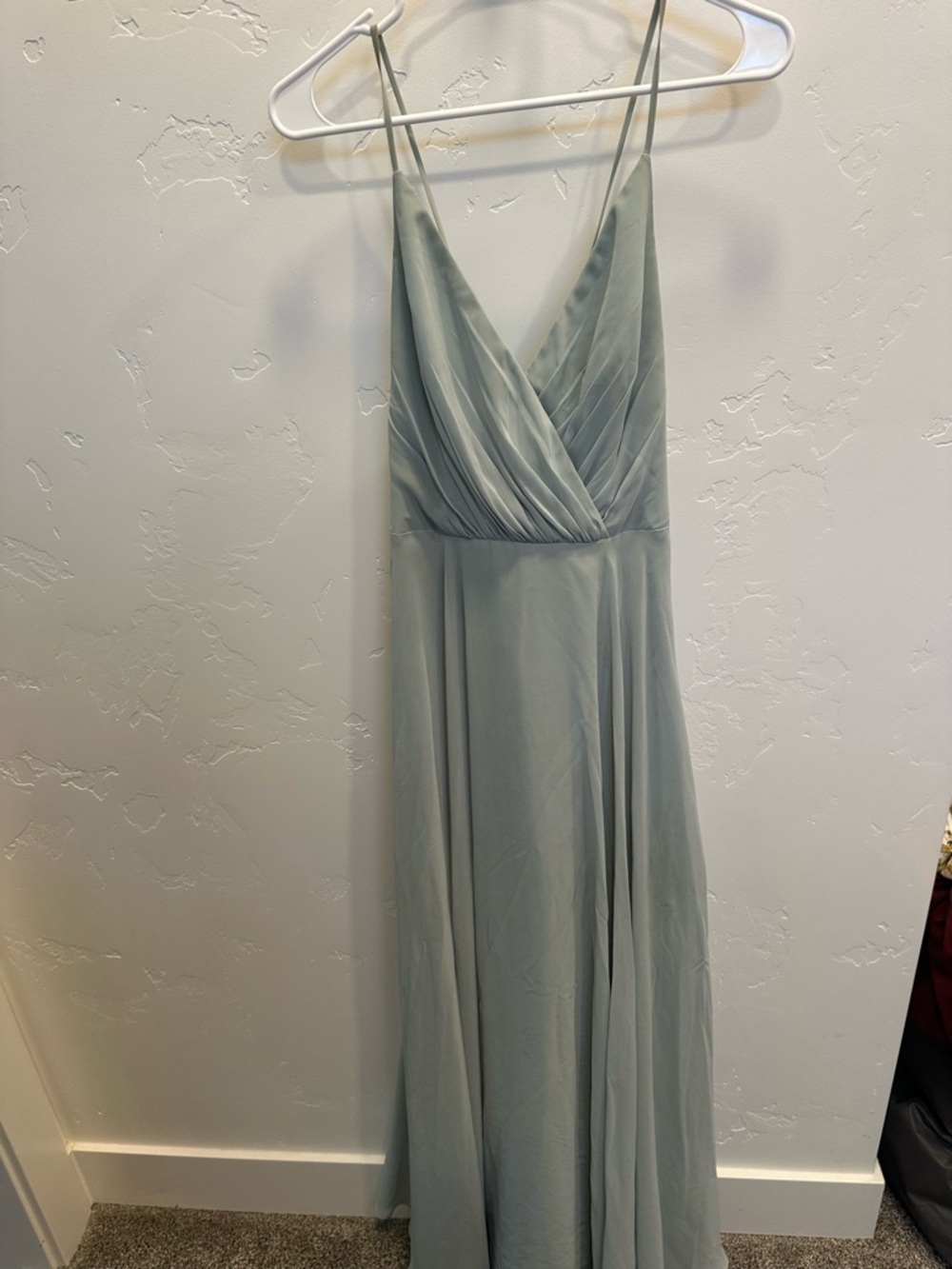 Sage Green V-Neck Spaghetti Strap Maxi Dress bridesmaid